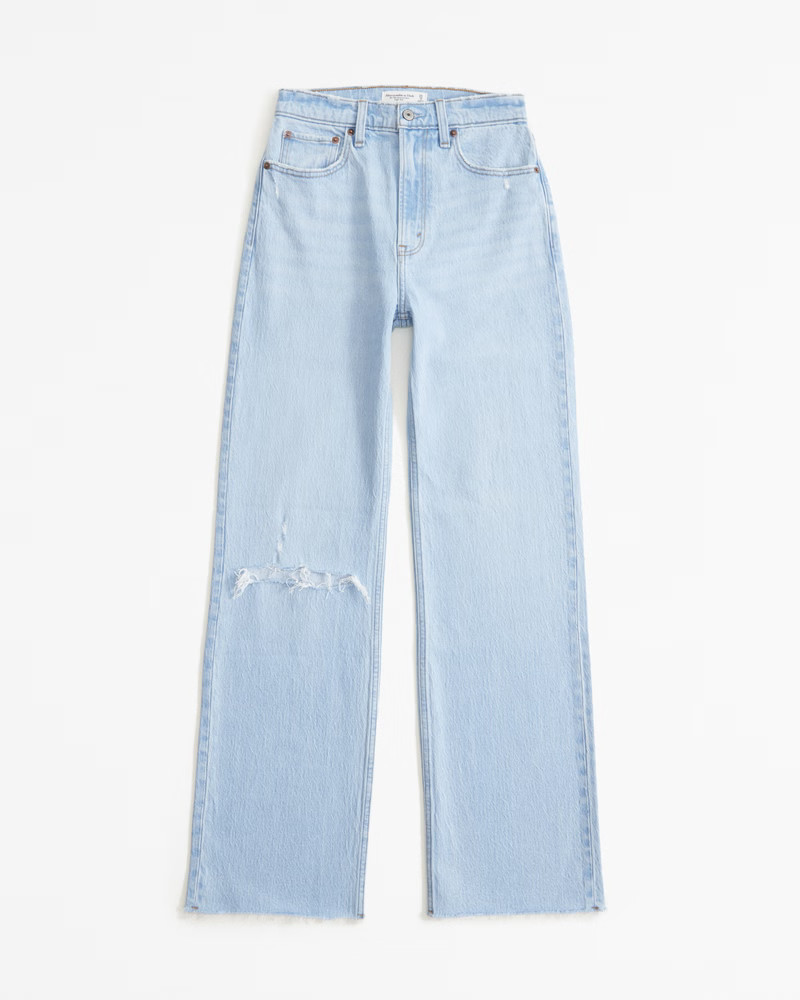 Abercrombie & Fitch Women's High Rise 90s Relaxed Jean in Light Destroy - Size 30 X-SHORT | Abercrombie & Fitch (US)