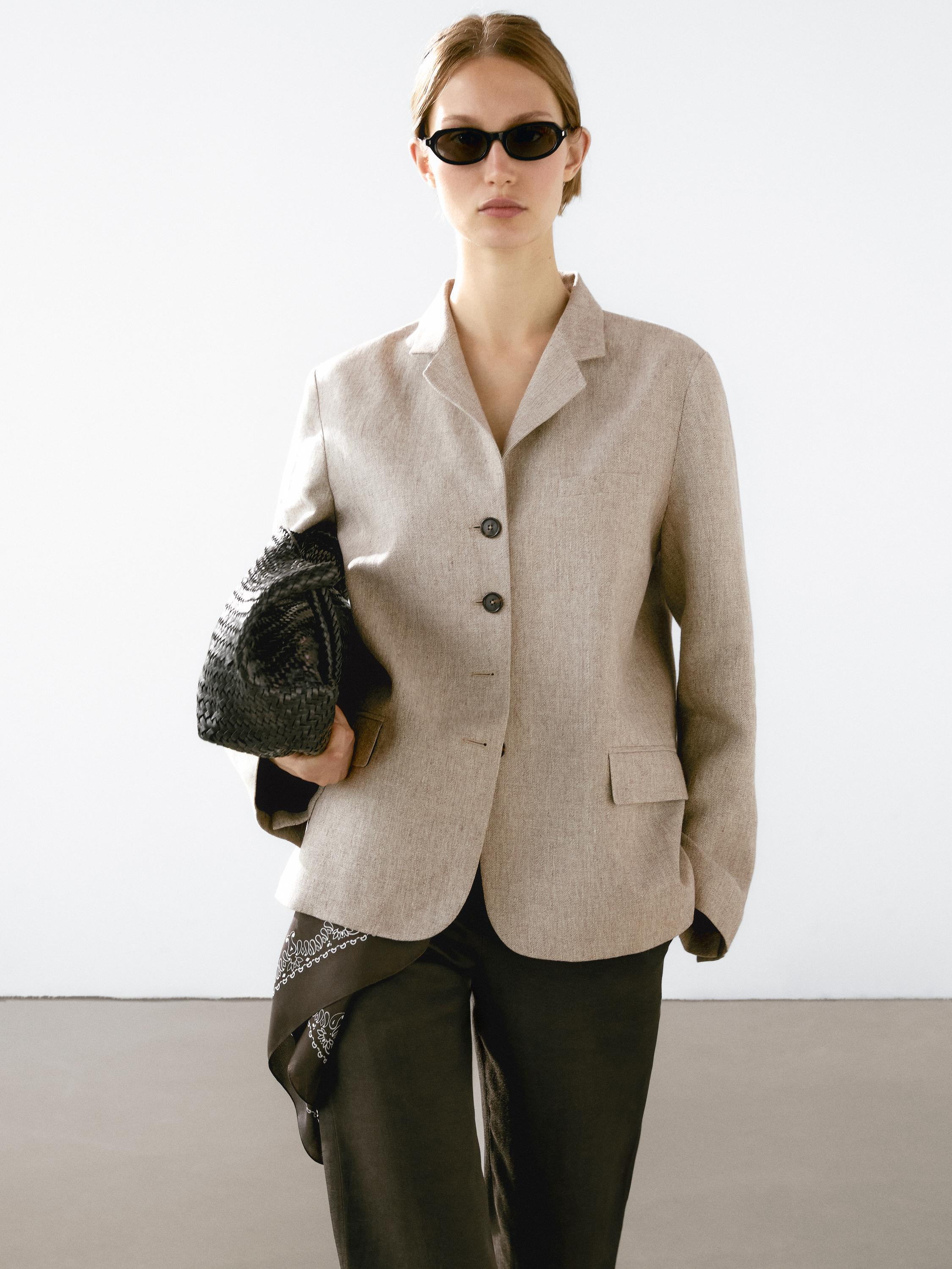 100% linen flecked blazer | Massimo Dutti US