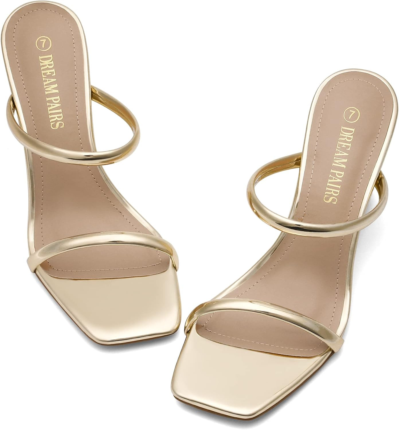 DREAM PAIRS Women's Slides Wedge Sandals Two Strap Square Open Toe Dress Shoes | Amazon (US)