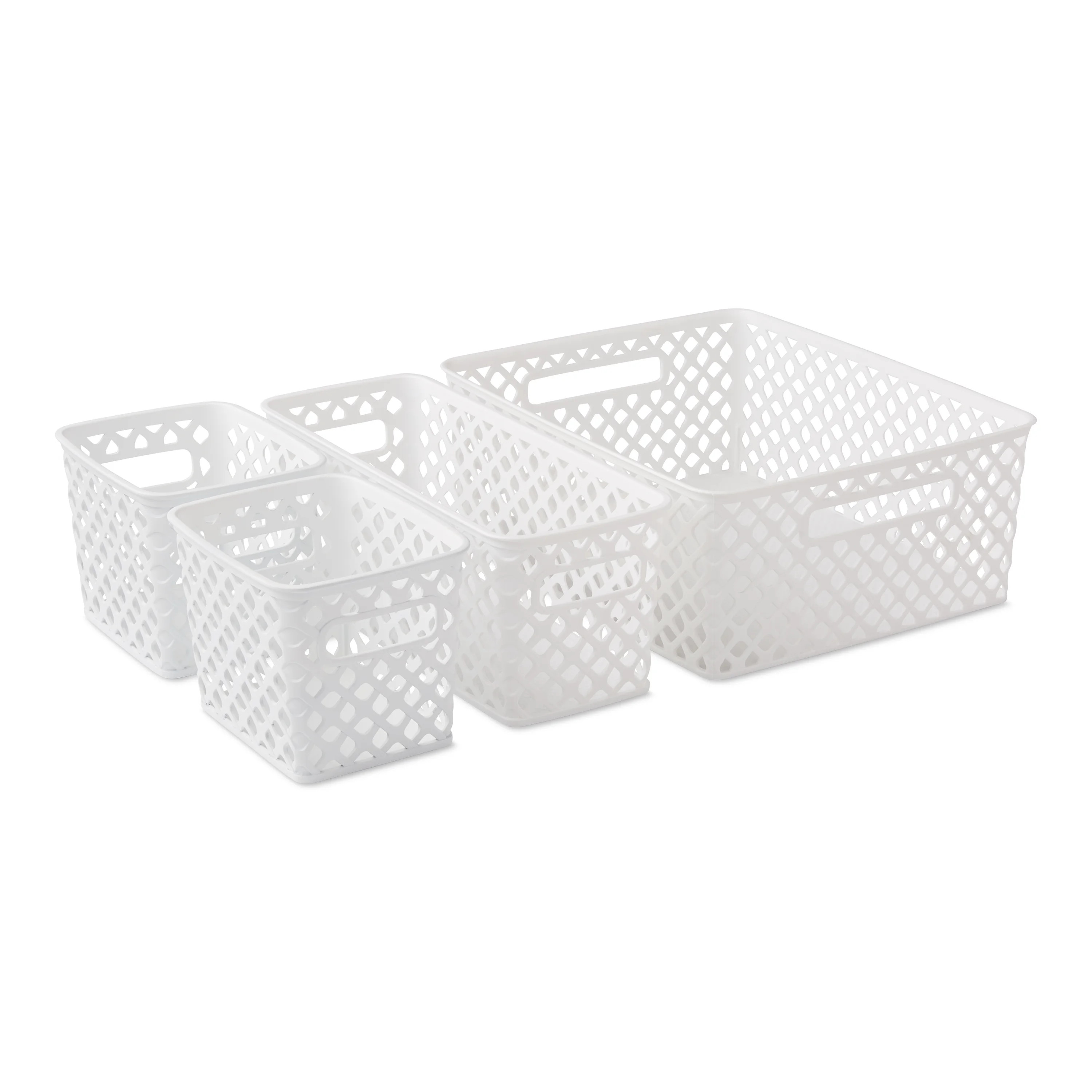 Mainstays 4-Piece White Decorative Storage Basket Set | Walmart (US)