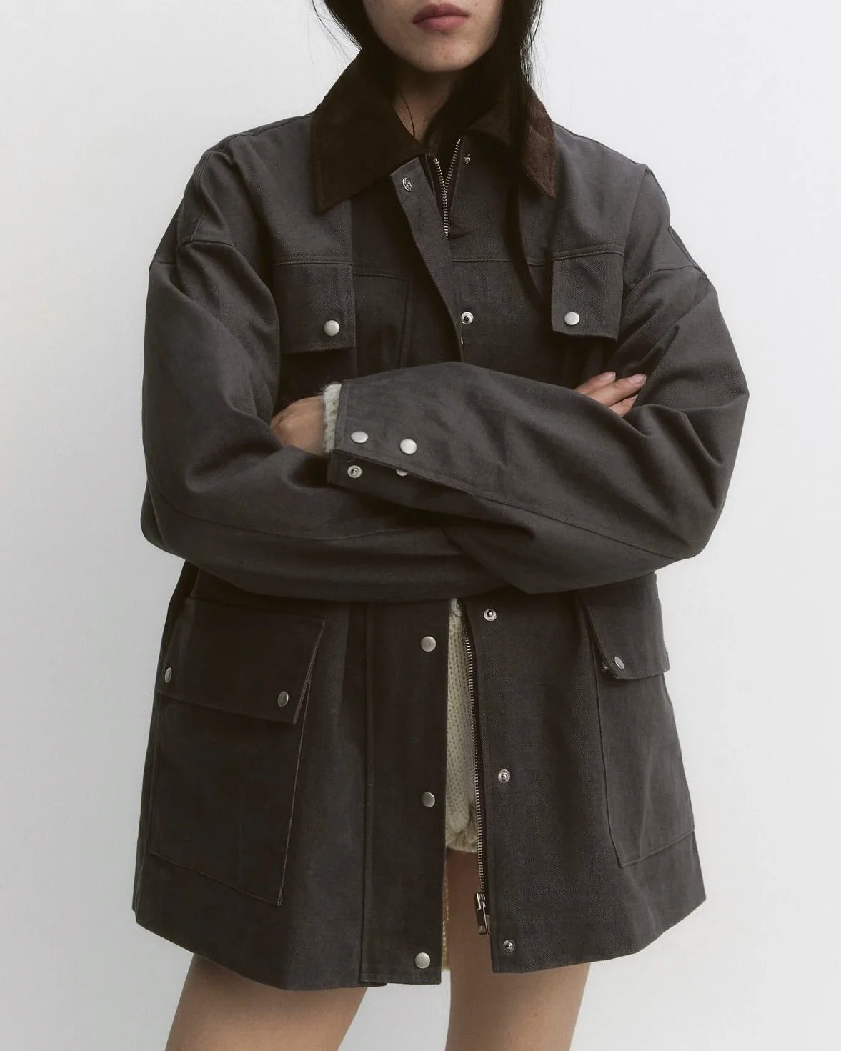 Harlow Barn Jacket in Charcoal | Saison