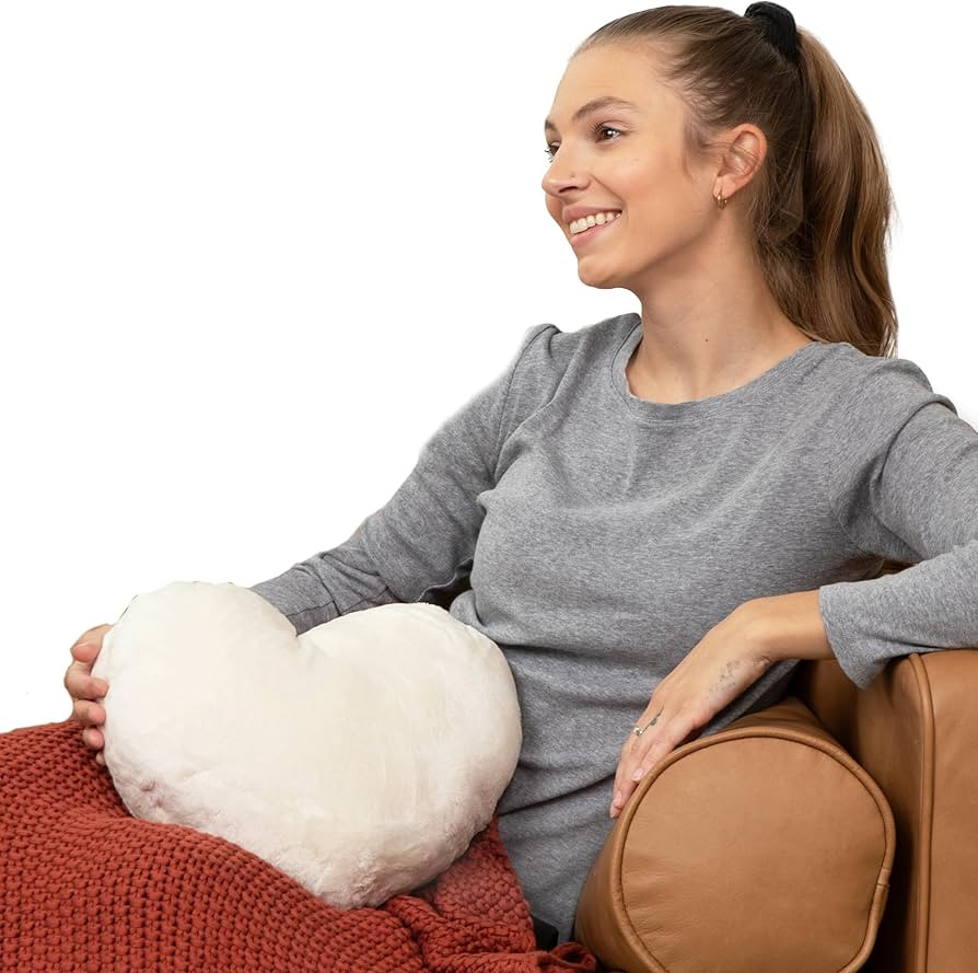 Heart to Hug Pillow in Ivory | 5 lb Cozy Weighted Pillow for Self Care Ultra Soft Sensory Heart S... | Amazon (US)