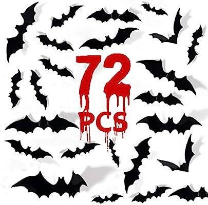 MISS FANTASY Halloween Bats 72PCS Bats Decor 3D Bat Decorations Bats for Wall Black Plastic Bat D... | Amazon (US)