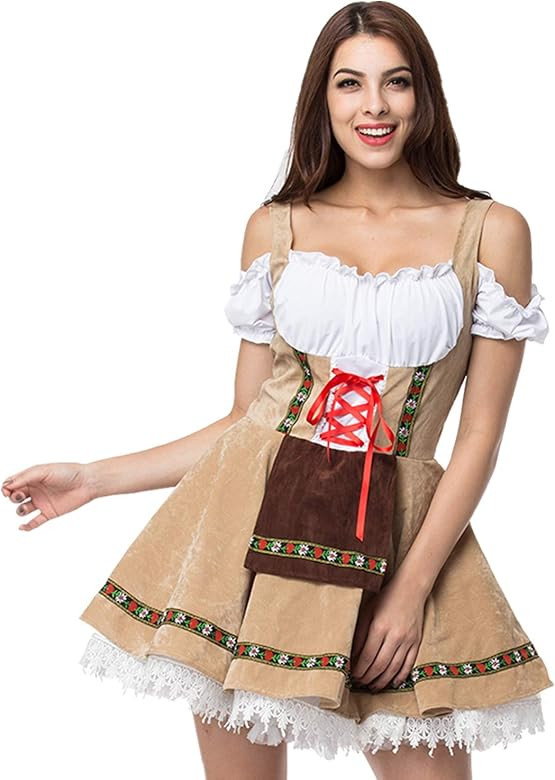 WSHDI German Oktoberfest Bavarian Dirndl Beer Maid Costume | Amazon (US)