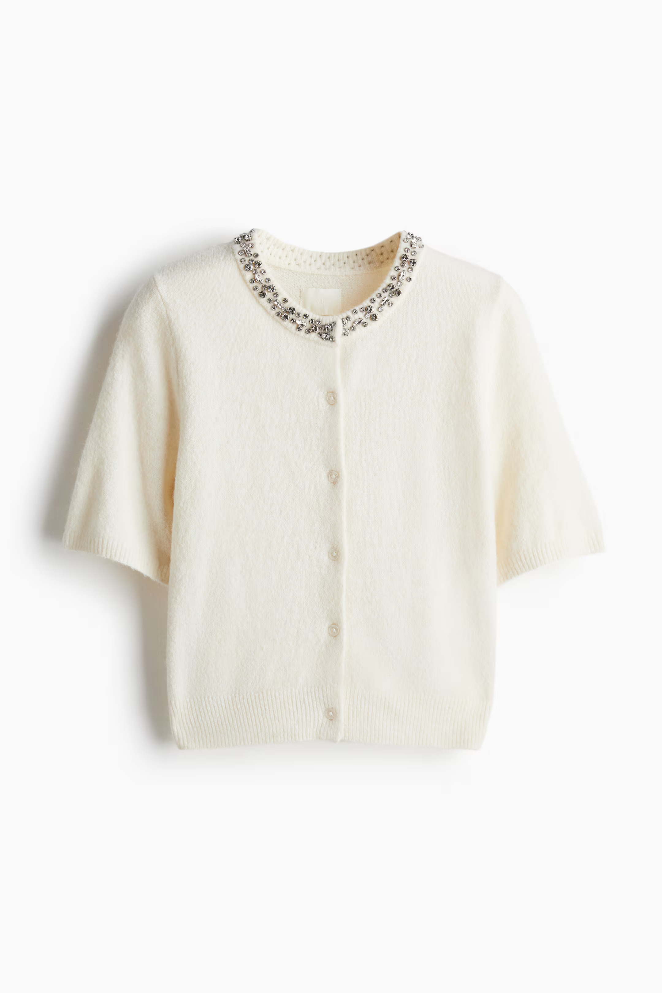 Rhinestone-Embellished Cardigan - Cream - Ladies | H&M US | H&M (US + CA)