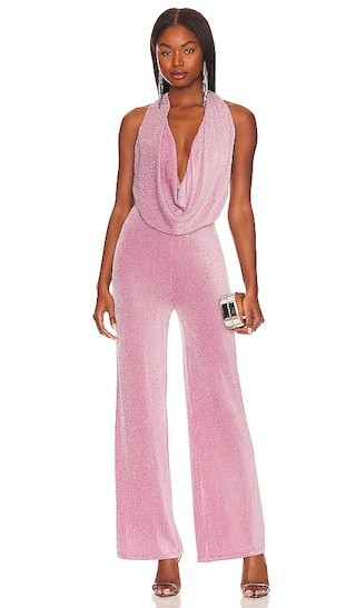 Saffron Cowl Neck Jumpsuit in Lilac Metallic | Revolve Clothing (Global)