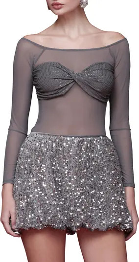 Crystal Accent Bandeau Mesh Top | Nordstrom