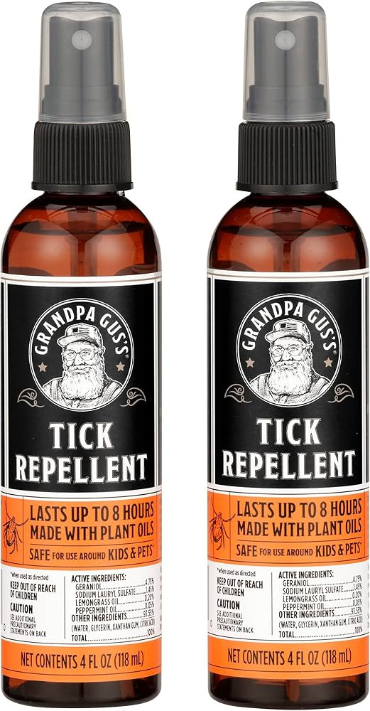 Grandpa Gus's Natural Tick Repellent Spray with Essential Oils - for Humans, DEET-Free, Up to 8 H... | Amazon (US)