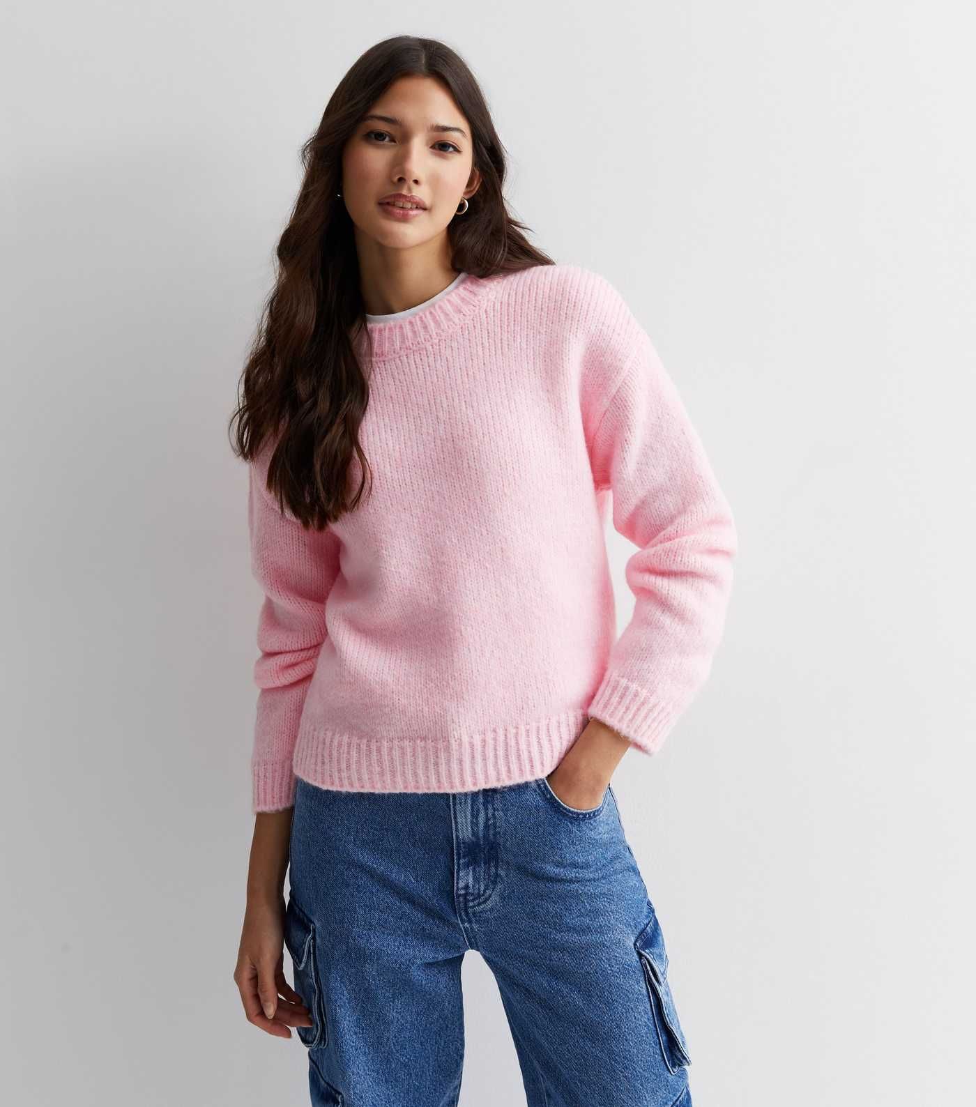 Pink Knit Crew Neck Jumper | New Look | New Look (UK)