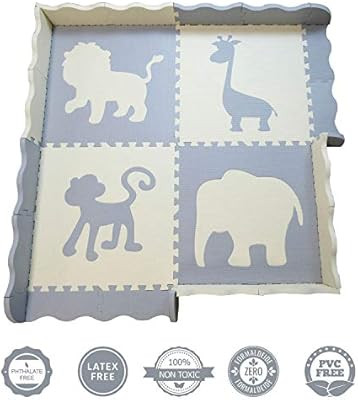 Baby Play Mat - Large (60"x60") Foam Interlocking Floor Tiles, Extra Thick (0.80") | Non-Toxic, W... | Amazon (US)