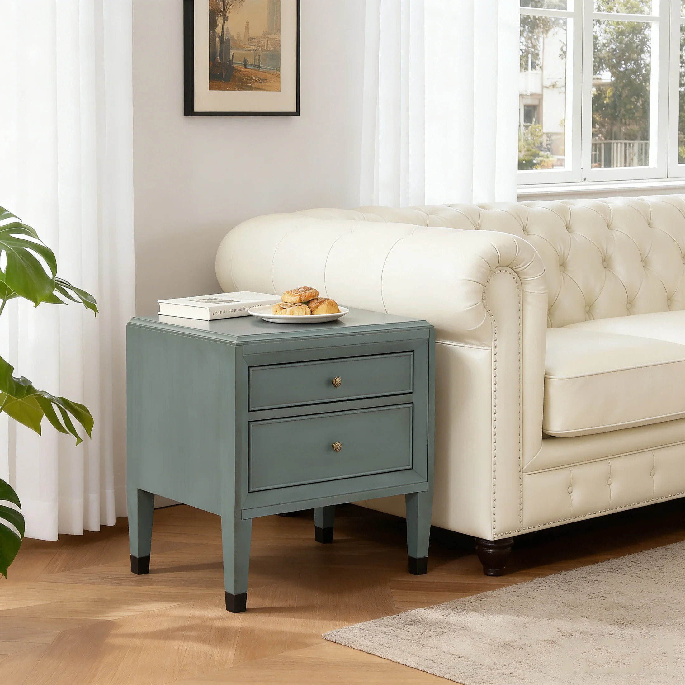 Christopher Knight Home 23.6" Classic Nightstand, Accent Bedside Table with 2 Drawers, Sage Green | Walmart (US)
