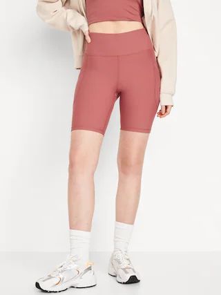 High-Waisted PowerSoft Biker Shorts -- 8-inch inseam | Old Navy (US)