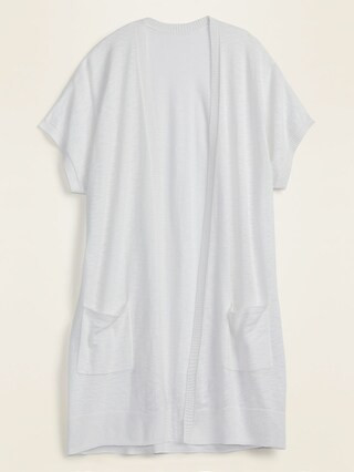 Super-Long Slub-Knit Short-Sleeve Open-Front Sweater for Women | Old Navy (US)