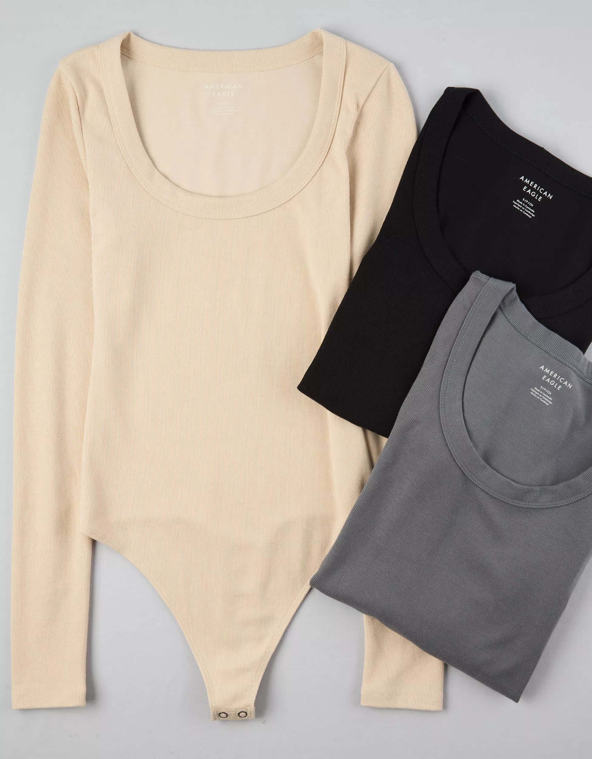 AE Long-Sleeve Scoop Bodysuit | American Eagle Outfitters (US & CA)