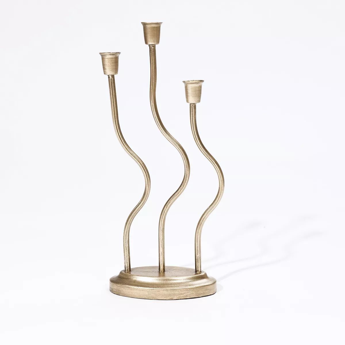 LuxenHome Gold Metal 3-Taper Candle Holder Tabletop Sculpture | Target