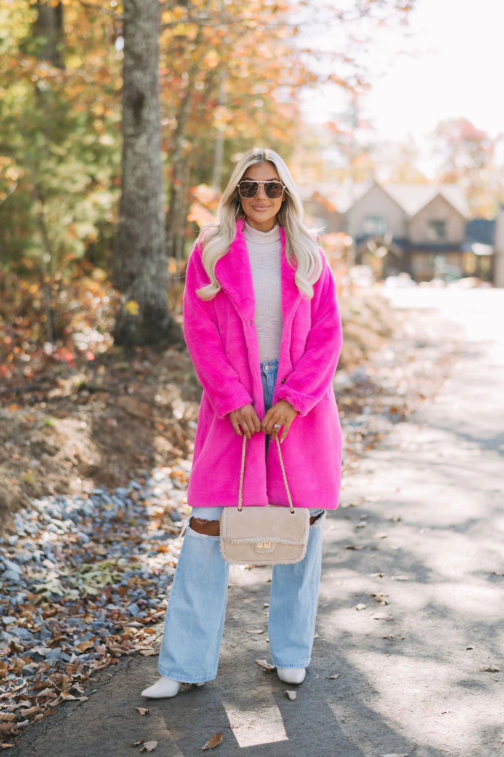 Broadway Faux Fur Coat- Hot Pink | These Three