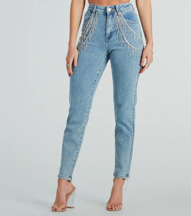 Big Time Sparkle Rhinestone Skinny Denim Jeans | Windsor Stores