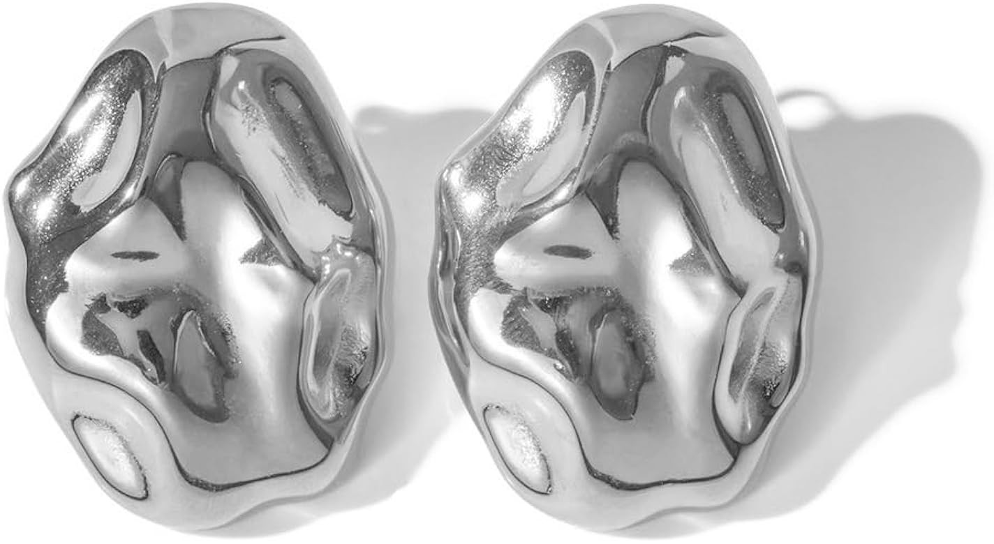 Irregular Earrings for Women Stainless Steel Large Fashion Irregular Statement Earrings Stud for ... | Amazon (US)
