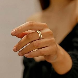 VNOX 18K Gold Plated/Silver Stainless Steel Cuff Link Ring for Women | Amazon (US)