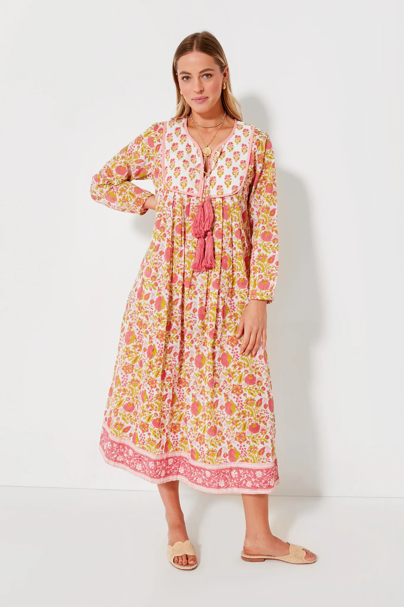 Soft Rose and Citron Padra Print Kitty Dress | Tuckernuck (US)