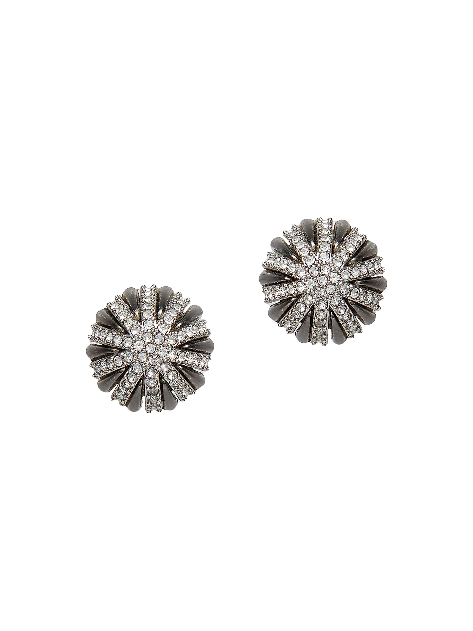 Lele Sadoughi Deco Silvertone, Hematite-Plated & Crystal Stud Earrings | Saks Fifth Avenue | Saks Fifth Avenue