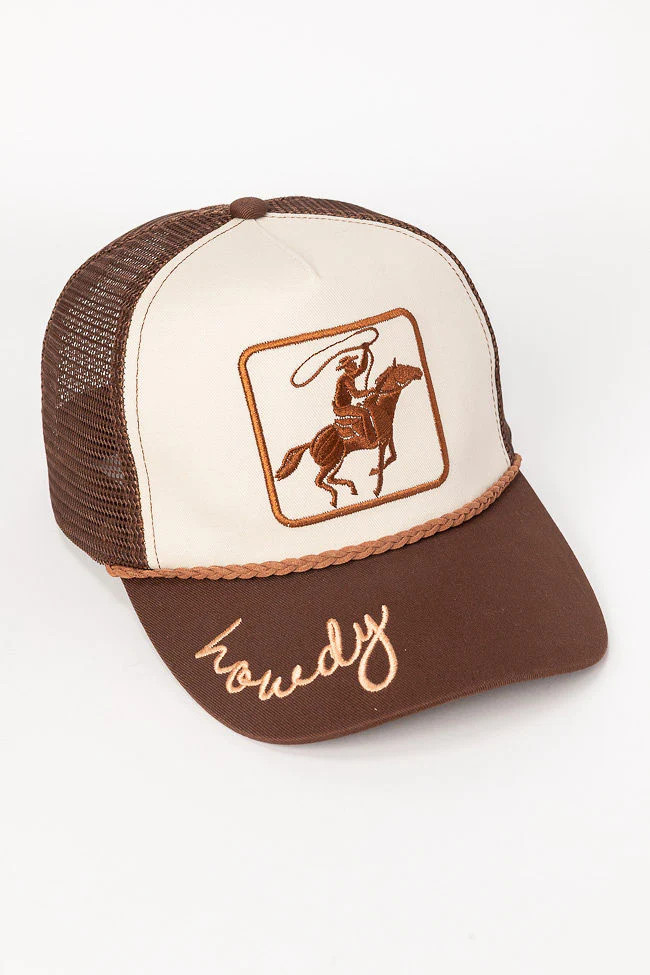 Cowboy Brown Two Tone Baseball Hat | Pink Lily