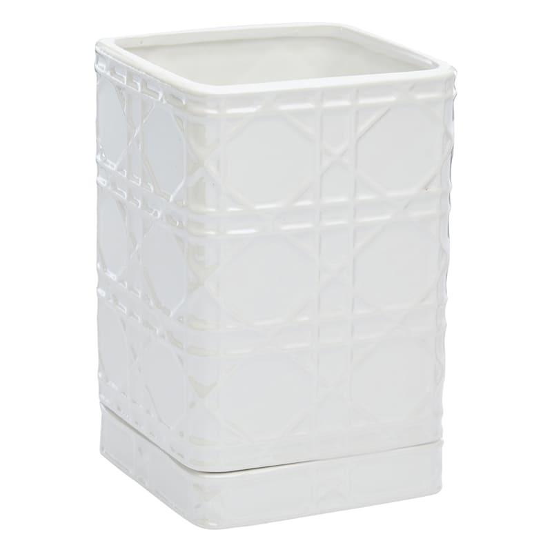 Indoor Olivia White Glazed Planter, 4.5" | At Home