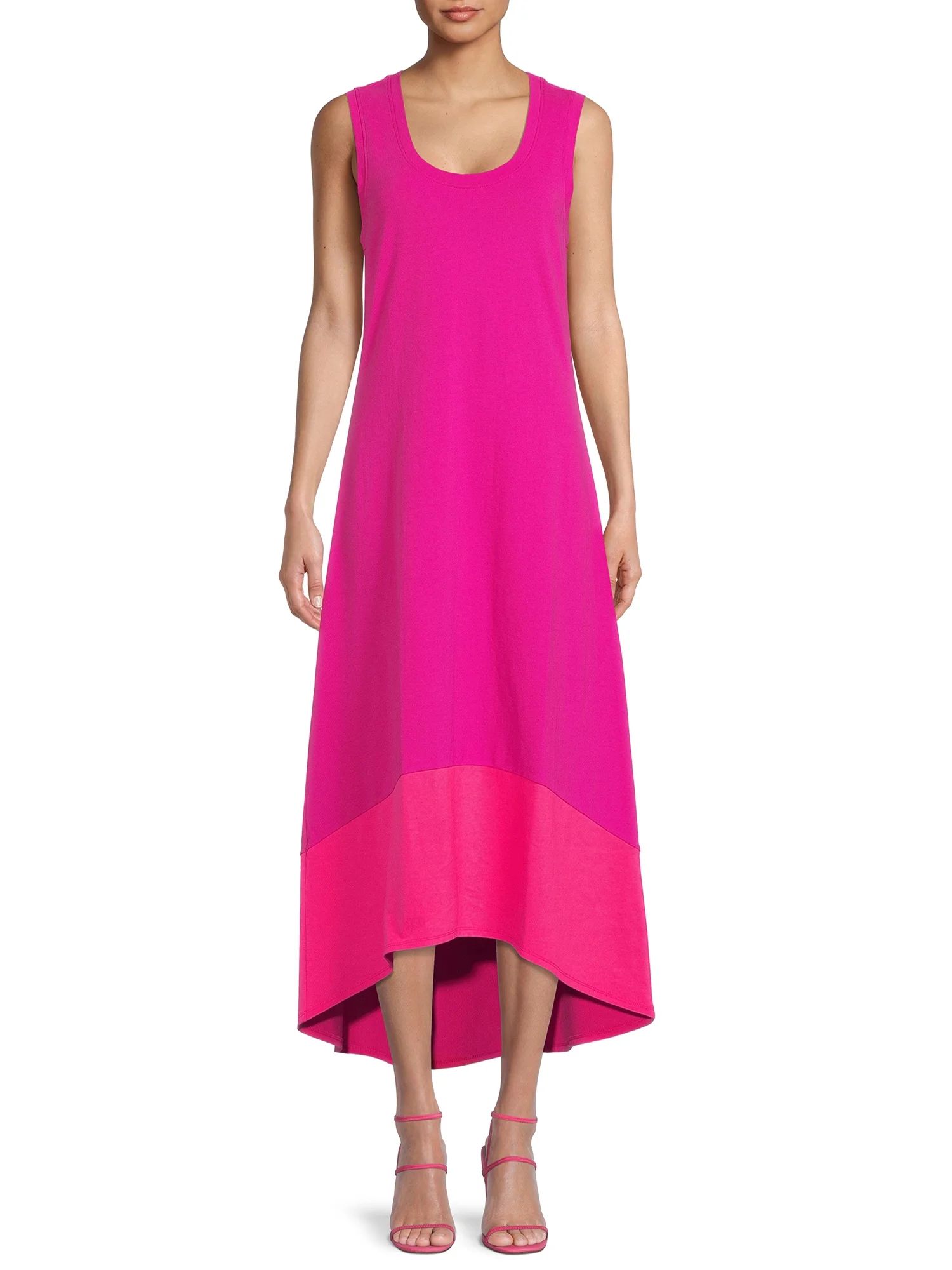 Time And Tru Women's Sleeveless High-Low Pique Knit Dress | Walmart (US)