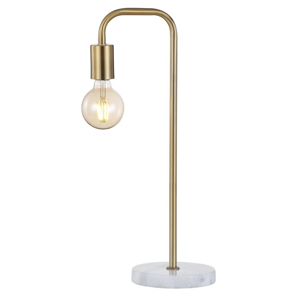 20.5" LED Metal/Marble Minimalist Glam Pipe Table Lamp Brass - Jonathan Y | Target