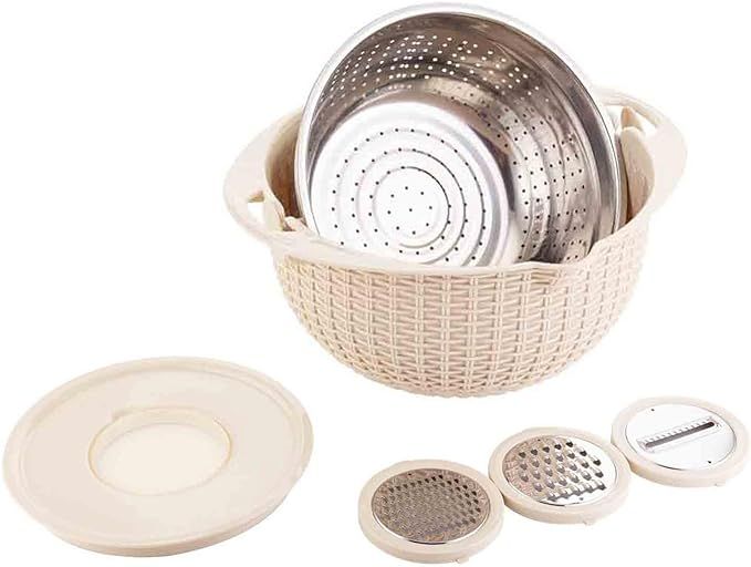 JforSJizT 4-1 Colander with Mixing Bowl Set - Kitchen Essentials for Washing,Slicing and Kneading... | Amazon (US)