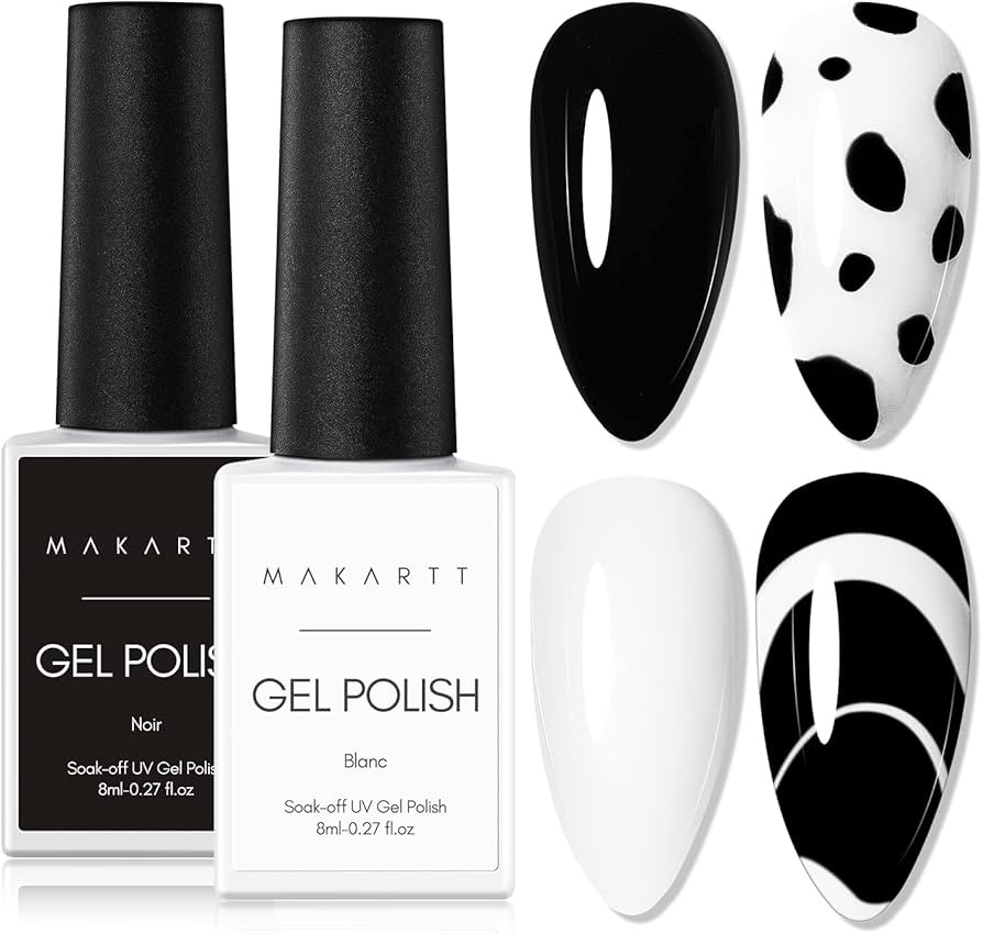 Makartt Gel Nail Polish Kit, Black White Nail Polish Gel Set Noir & Blanc Winter Soak Off Nail Ge... | Amazon (US)