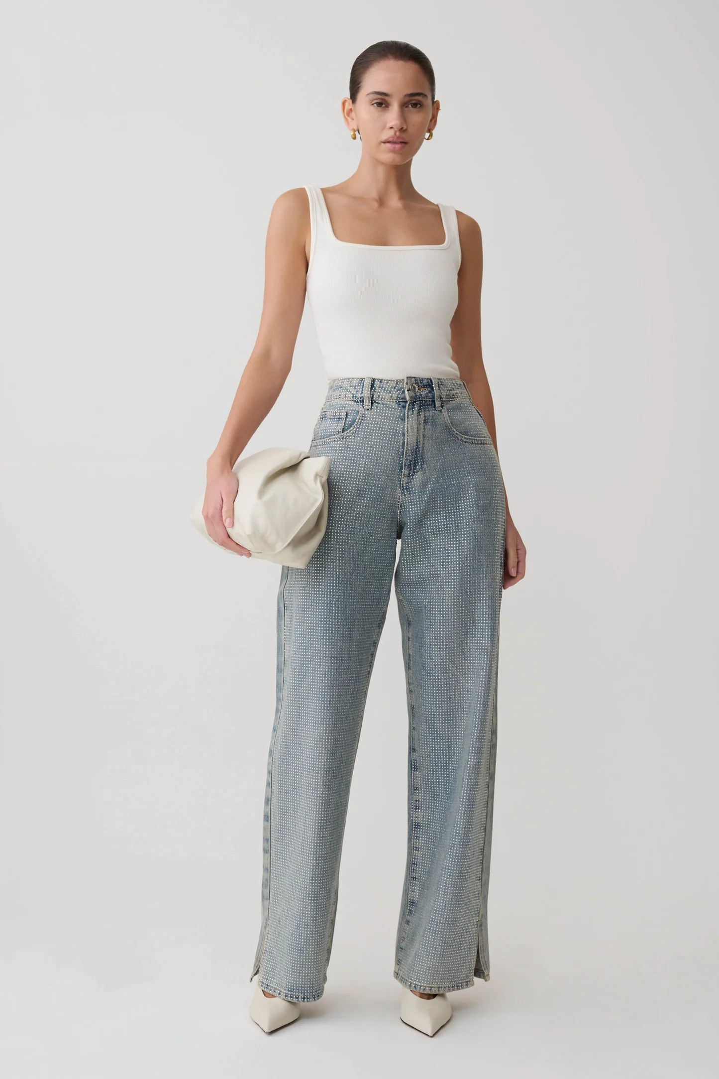 Diamante Denim Jeans - Blue/Green | MESHKI US