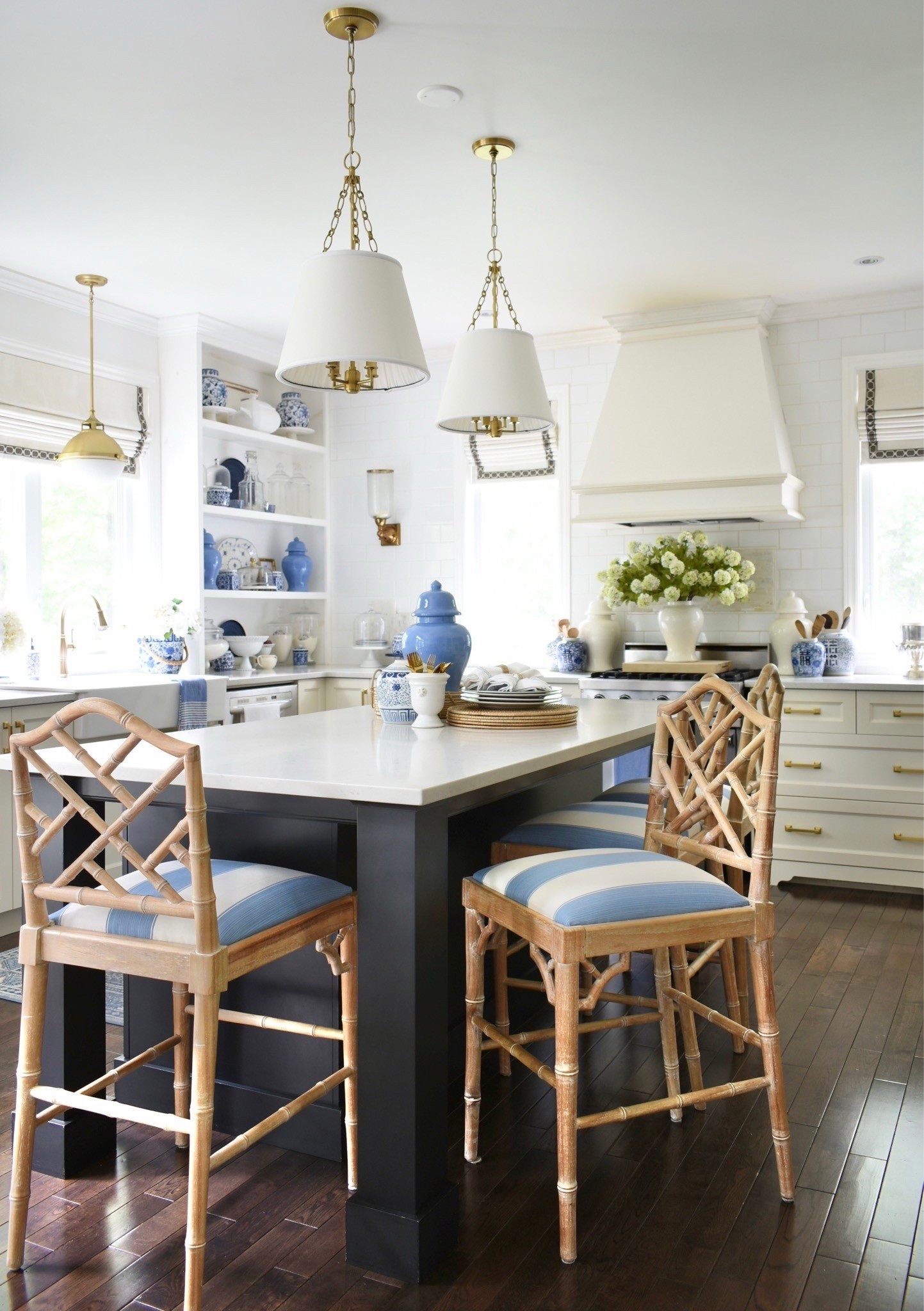 Summer kitchen home decor in fresh blue and white! I recovered our barstools (SUPER easy diy!) I’m a wide blue stripe fabric for a chic coastal look!

Home finds, home style, home decor, kitchen, coastal kitchen, coastal home finds, blue and white decor

#LTKSeasonal #LTKHome