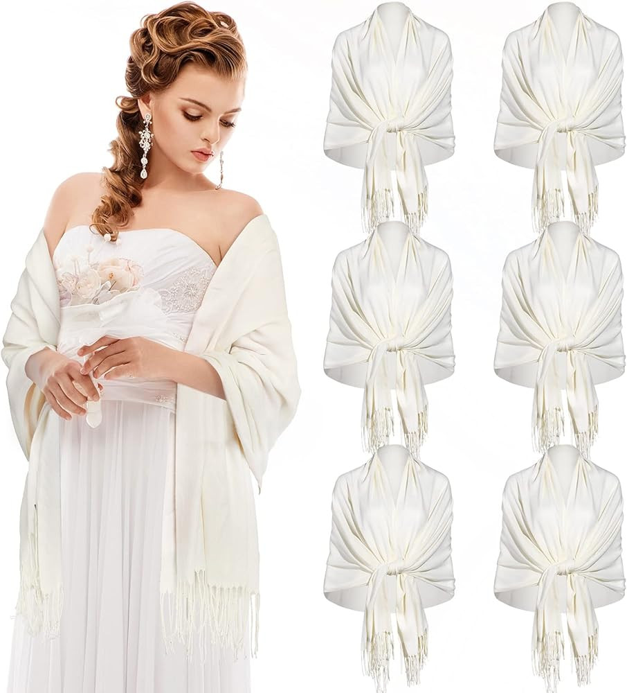 6 Pcs Women Scarf Shawl Bulk Wedding Soft Wraps and Scarf Bridesmaid Shawl, Wedding Shawl Scarves... | Amazon (US)