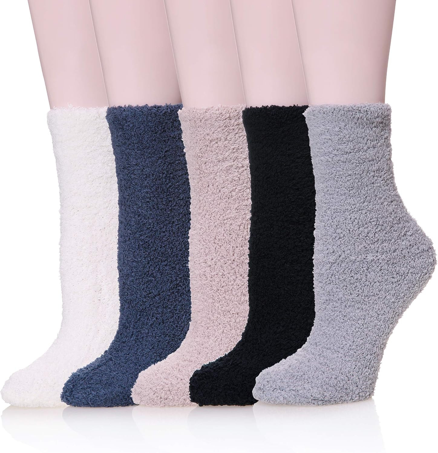 Dosoni Women Girl Fuzzy Slipper Socks-Super Soft Comfort Thick Warm Microfiber Home Socks 5 Pack | Amazon (US)