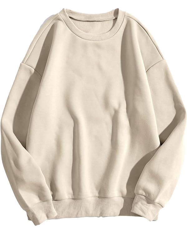 MakeMeChic Women's Casual Cute oversized Long Sleeve Round Crew Neck Sweatshirt Pullover Top | Amazon (US)