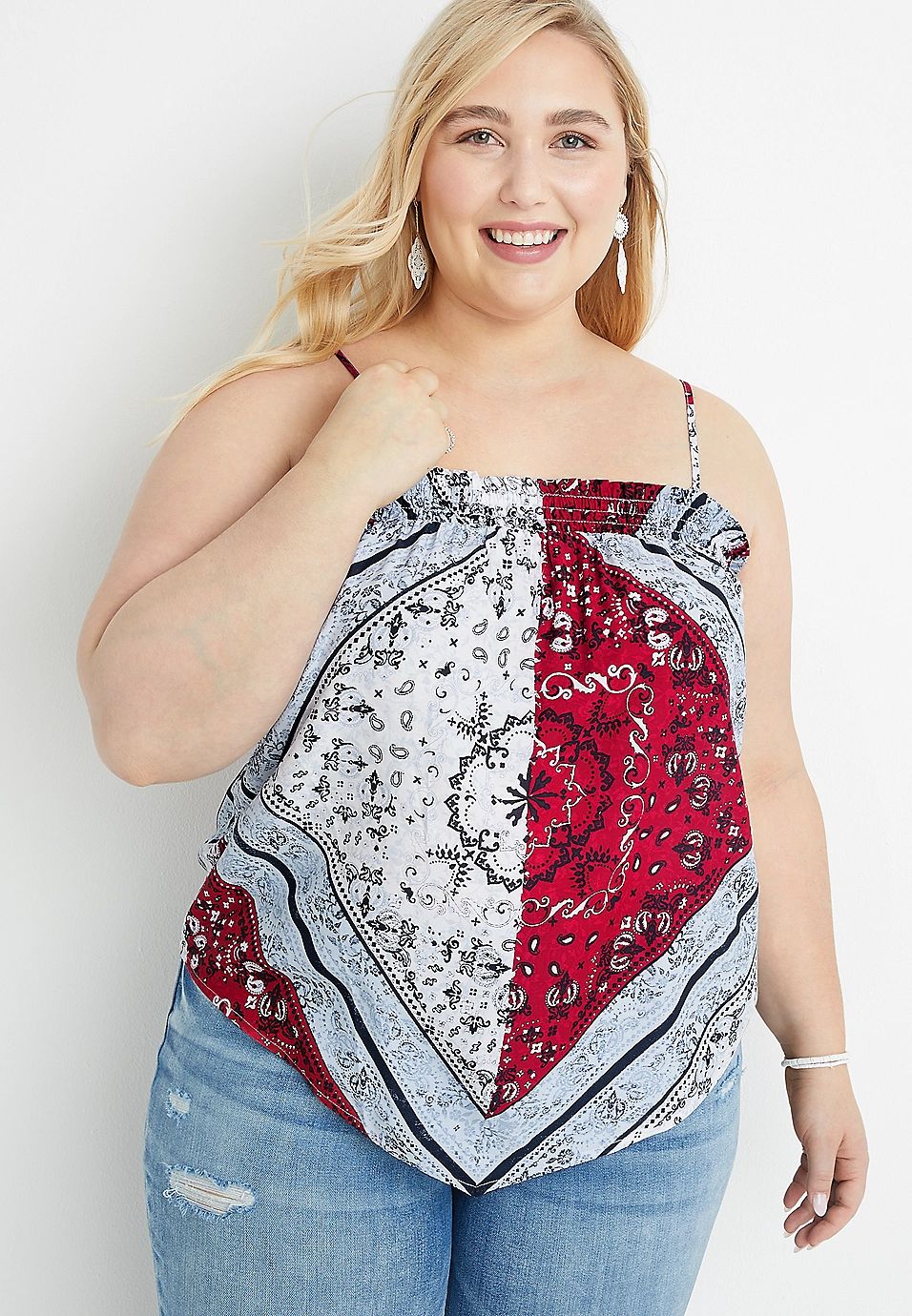 Plus Size Americana Paisley Scarf Cami | Maurices
