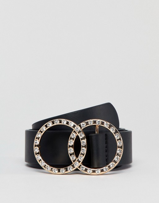 ASOS DESIGN double circle waist and hip jeans belt with gem detail | ASOS US