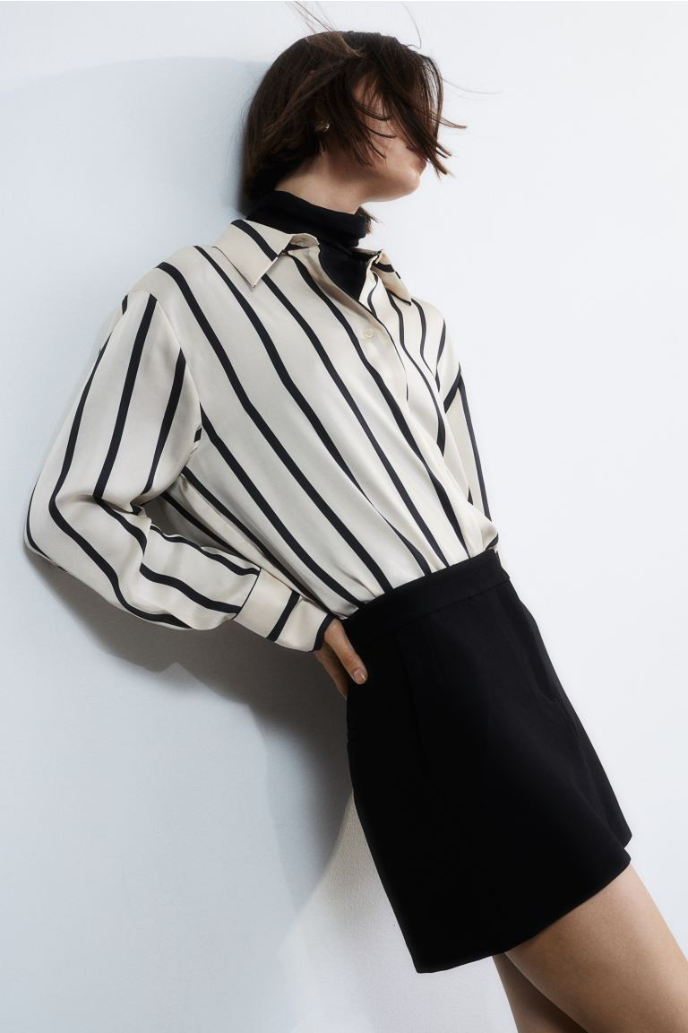 Satin Shirt - Cream/striped - Ladies | H&M US | H&M (US + CA)