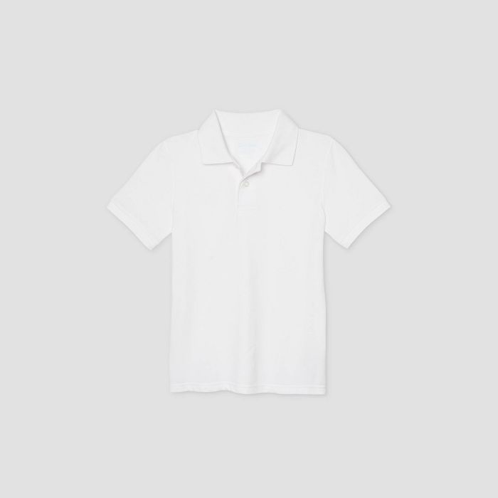 Boys' Short Sleeve Stretch Pique Uniform Polo Shirt - Cat & Jack™ White | Target