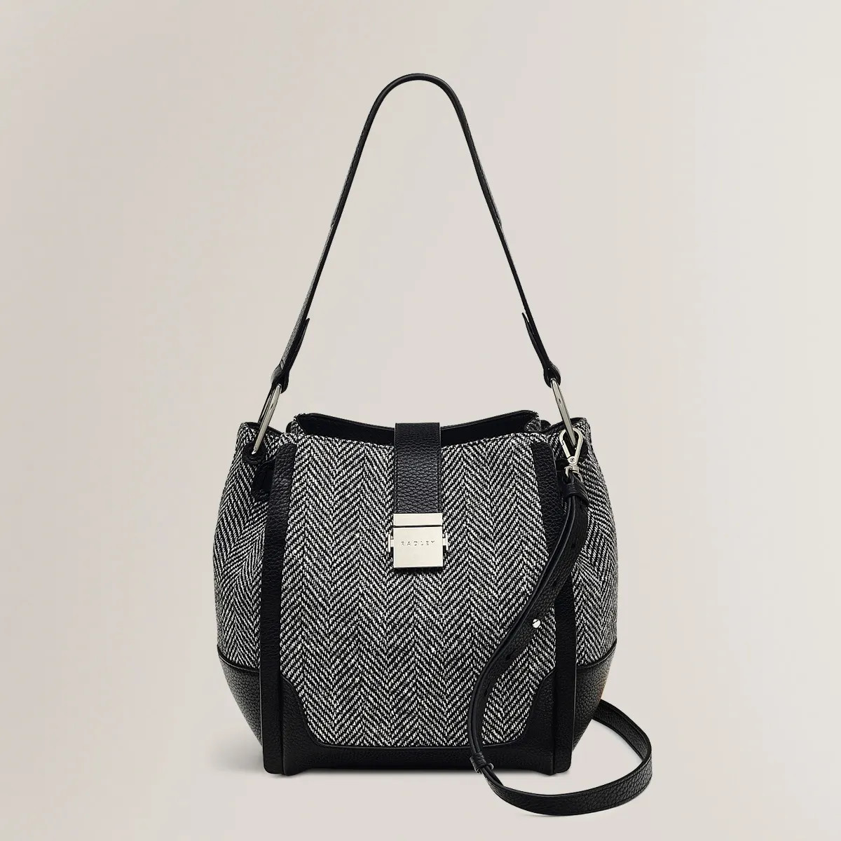 Medium Black Open Top Shoulder | Sloane Street Herringbone AW24 | Radley | Radley London US
