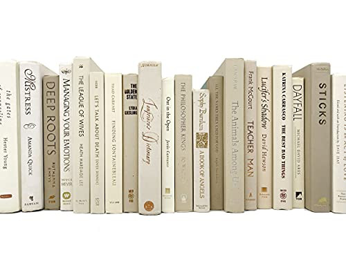 Bundle of Beige Cream Ivory Tan Decorative Books with FOIL Lettering Text - Decorative Book Stack... | Amazon (US)