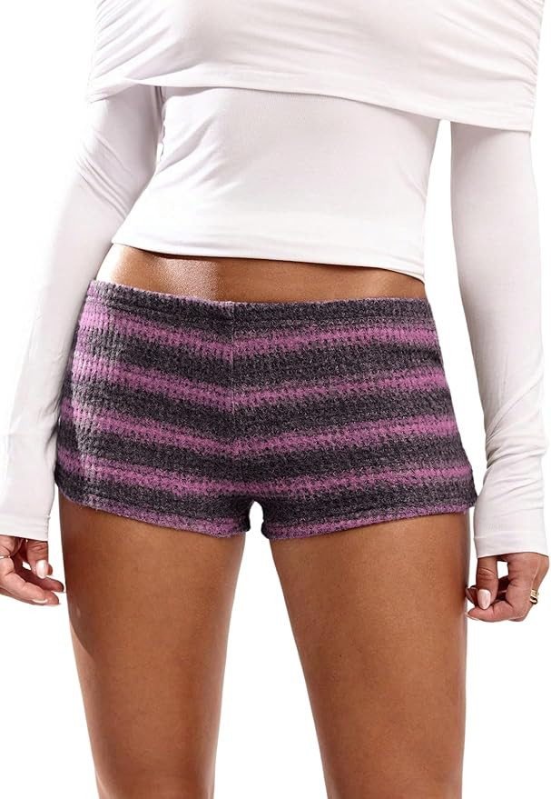 SOLY HUX Women's Knit Micro Shorts Striped Y2k Low Rise Booty Mini Shorts Color Block Strechy Lou... | Amazon (US)