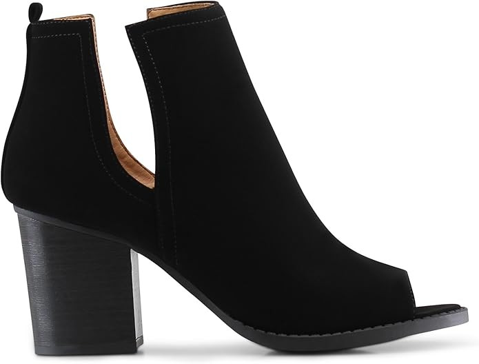 MARCOREPUBLIC Moscow Slip On Side Cut Peep Toe Medium Mid Heels Ankle Sandals Booties Boots | Amazon (US)