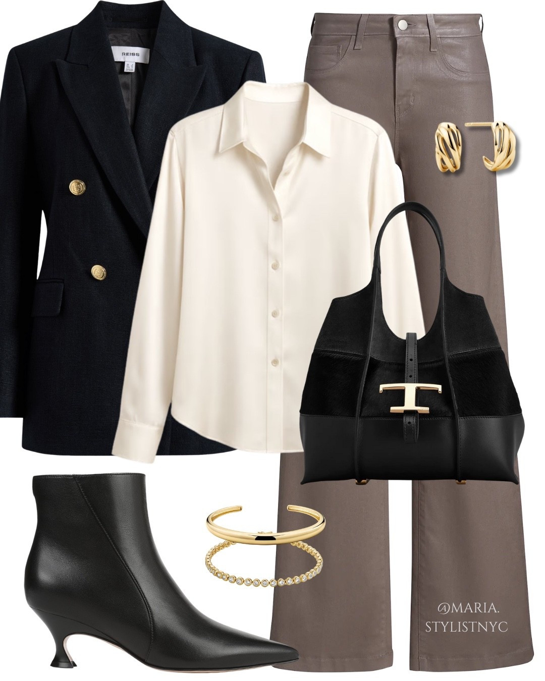 Jacket + Silk Blouse + Taupe Jeans + Booties 🖤✨ Work Outfit 

#LTKStyleTip #LTKWorkwear #LTKSeasonal