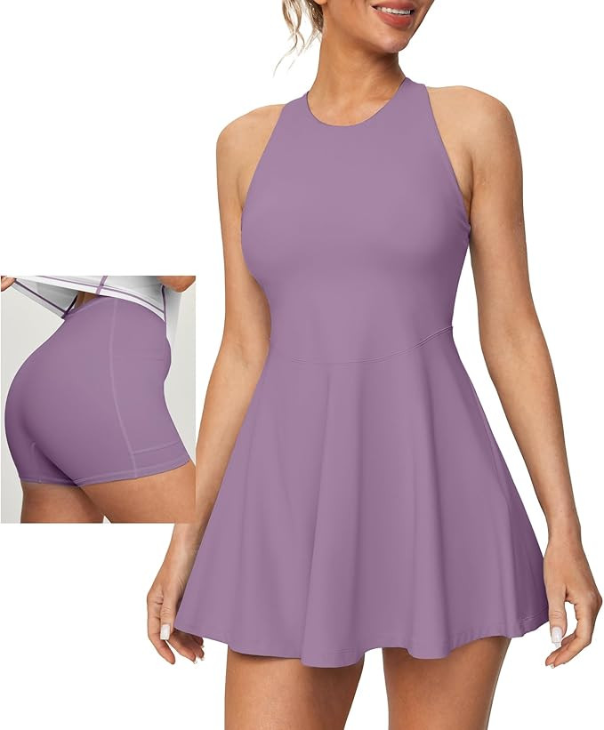 Heathyoga Womens Tennis Dress with Shorts Underneath Athletic Dress for Women Summer Romper Dress... | Amazon (US)