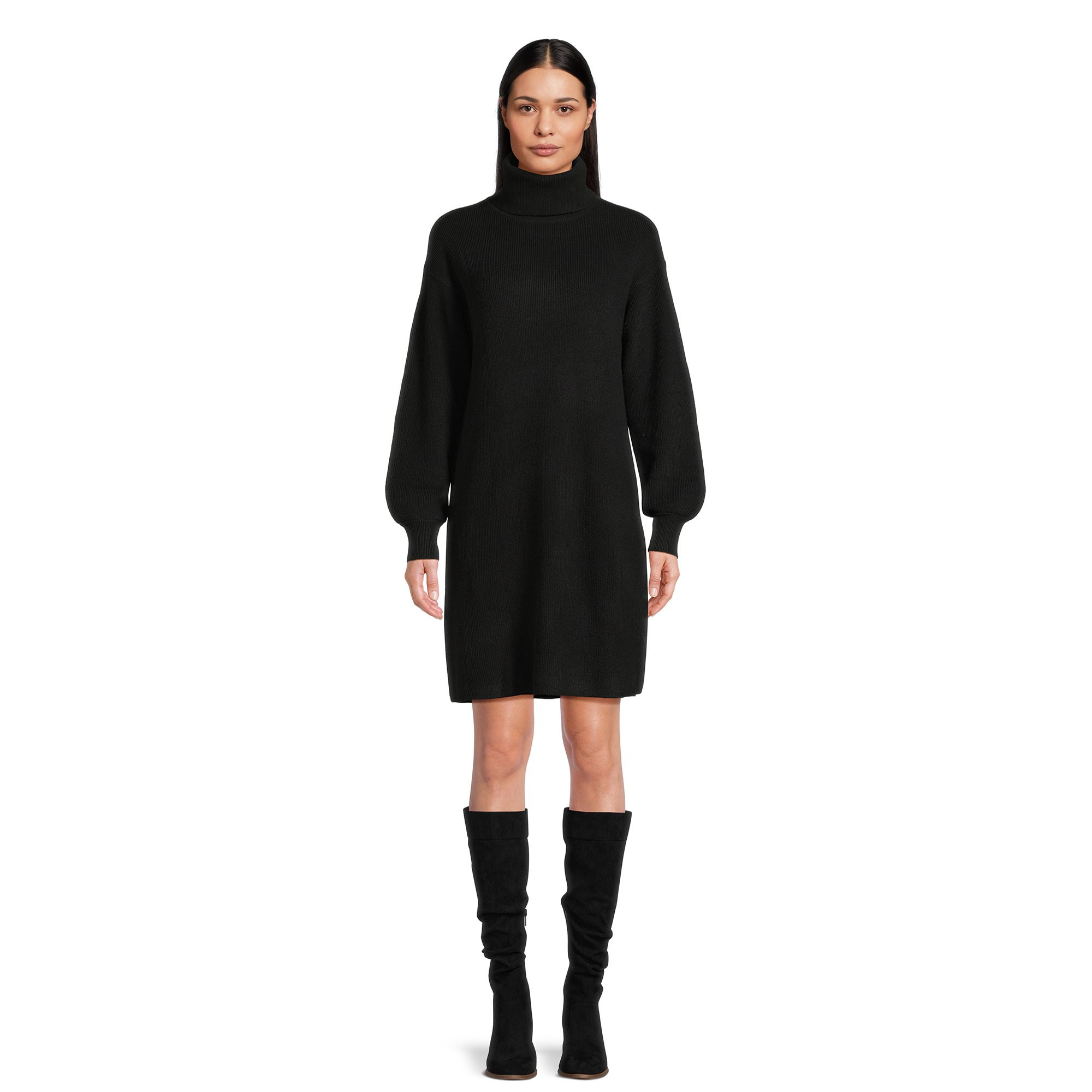 Time and Tru Women's Ribbed Knit Turtleneck Dress, Sizes S-XXXL - Walmart.com | Walmart (US)
