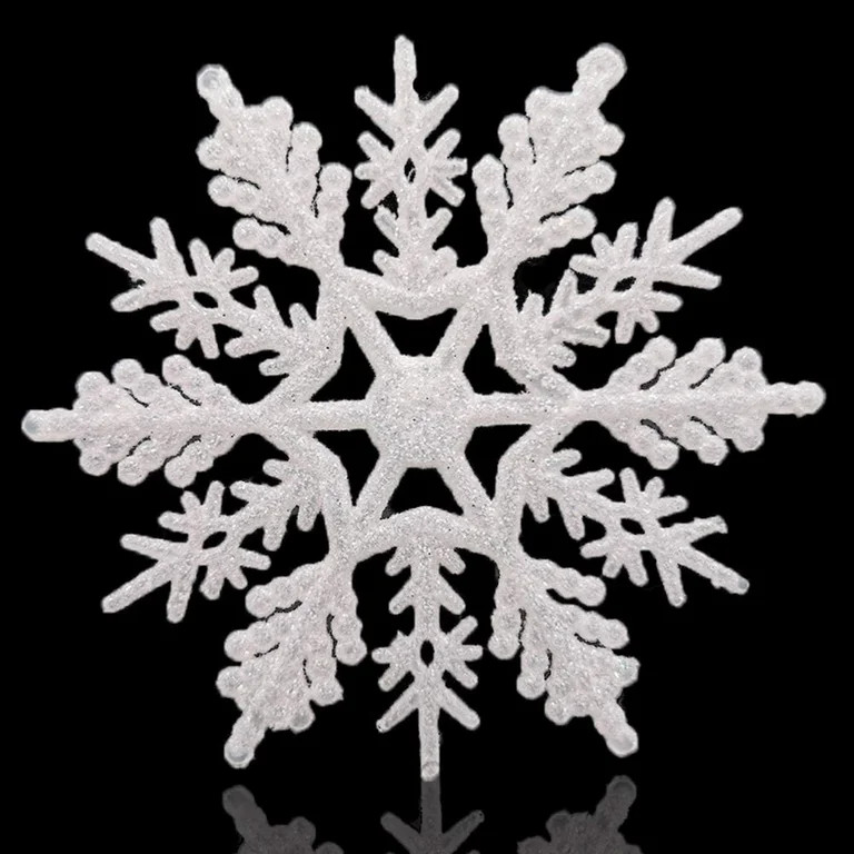 Large Snowflakes Set of 5 White Glittered Snowflakes 12" Christmas Decorative Hanging Ornaments W... | Walmart (US)