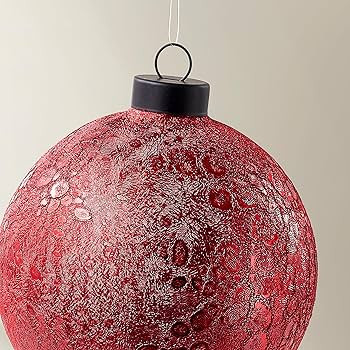 Z Gallerie Christmas Trees Decorations Red Textured Glass Ornament - Set of 4 | Amazon (US)