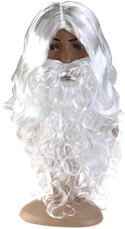 WINOMO Santa Wig and Beard Set Christmas Wig White Fancy Dress Costume | Amazon (US)